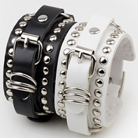 Unisex Bracelet PU Leather with Zinc Alloy platinum color plated adjustable nickel lead & cadmium free 32mm Sold Per Approx 7.4 Inch Strand