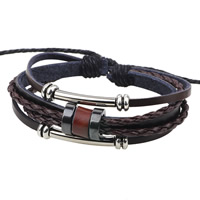 Unisex Bracelet Cowhide with Non Magnetic Hematite & Zinc Alloy plated adjustable &  nickel lead & cadmium free 22mm Sold Per Approx 6.8 Inch Strand