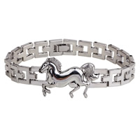 Men Bracelet, Tibetan Style, Horse, platinum color plated, for man, nickel, lead & cadmium free, 18mm, Sold Per Approx 7.4 Inch Strand
