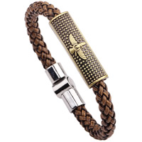 Men Bracelet PU Leather with Zinc Alloy plated for man nickel lead & cadmium free 15mm Sold Per Approx 7.8 Inch Strand