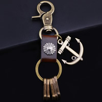 Bag Purse Charms Keyrings Keychains Zinc Alloy with Cowhide Anchor plated nautical pattern & for man nickel lead & cadmium free Sold By Strand
