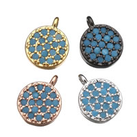 Cubic Zirconia Micro Pave Brass Pendant, Flat Round, plated, micro pave cubic zirconia, more colors for choice, nickel, lead & cadmium free, 6x8x2mm, Hole:Approx 1mm, 20PCs/Lot, Sold By Lot