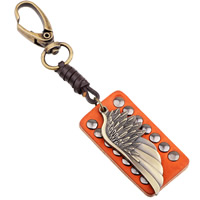 Bag Purse Charms Keyrings Keychains Zinc Alloy with Cowhide Wing Shape plated for man nickel lead & cadmium free Sold By Strand