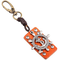 Bag Purse Charms Keyrings Keychains Zinc Alloy with Cowhide Anchor and Ship Wheel plated nautical pattern & for man nickel lead & cadmium free Sold By Strand