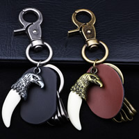 Bag Purse Charms Keyrings Keychains Zinc Alloy with Cowhide & Resin Eagle plated Unisex nickel lead & cadmium free Sold By Strand
