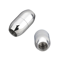 Edelstahl Magnetverschluss, oval, Handpoliert, originale Farbe, 14x8x8mm, Bohrung:ca. 4mm, 10PCs/Menge, verkauft von Menge