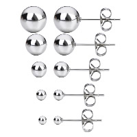 Stainless Steel Stud Earrings, Unisex & different size for choice, original color, 12Pairs/Lot, Sold By Lot