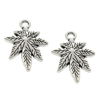 Tibetan Style Leaf Pendants, antique silver color plated, lead & cadmium free, 15x20x2mm, Hole:Approx 1mm, 1000PCs/Bag, Sold By Bag