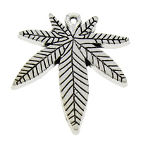 Tibetan Style Leaf Pendants, antique silver color plated, lead & cadmium free, 22x25x2mm, Hole:Approx 1mm, 500PCs/Bag, Sold By Bag