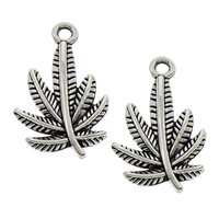 Tibetan Style Leaf Pendants, antique silver color plated, lead & cadmium free, 13x21x2mm, Hole:Approx 1mm, 500PCs/Bag, Sold By Bag