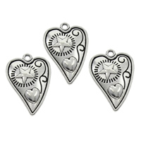 Tibetan Style Heart Pendants, antique silver color plated, lead & cadmium free, 17x26x2mm, Hole:Approx 1mm, 200PCs/Bag, Sold By Bag