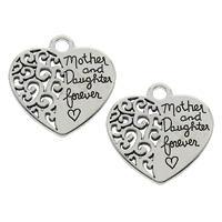 Zinc Alloy Heart Pendants antique silver color plated Mother Day Jewelry & with letter pattern lead & cadmium free Approx 3.5mm Sold By Bag