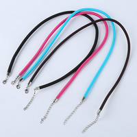 Fashion Necklace Cord Nylon Coated Rubber Rope zinc alloy lobster clasp with 5cm extender chain platinum color plated 5mm Length Approx 16.5 Inch Sold By Bag