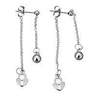 Stainless Steel Split Earring, Lock, for woman, original color, 6.5x10x1mm, 5x8x5mm, 36mm, 54mm, Sold By Pair