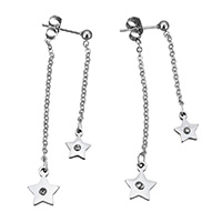 Stainless Steel Split Earring Star for woman & with rhinestone original color  37mm 53mm Sold By Pair