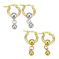 Stainless Steel Lever Back Earring Round plated for woman Inner Approx 10mm Sold By Pair