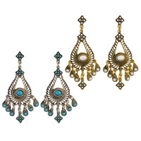 Zinc Alloy Drop Earring with Resin brass earring hook plated for woman nickel lead & cadmium free 80mm Sold By Pair