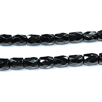 Natürliche schwarze Achat Perlen, Schwarzer Achat, Zylinder, verschiedene Größen vorhanden & facettierte, Bohrung:ca. 1-2mm, Länge:ca. 15.5 ZollInch, verkauft von Menge