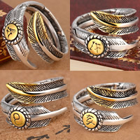 Brass Cuff Finger Ring Leaf plated with 925 logo & Unisex lead & cadmium free 17mm US Ring .5 Sold By PC