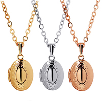 Fashion Locket Necklace, Brass, Flat Oval, plated, with photo locket & oval chain & for woman, more colors for choice, nickel, lead & cadmium free, 11x14mm, Sold Per Approx 15.7 Inch Strand