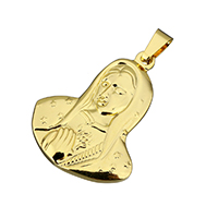 Bijoux pendentifs en acier inoxydable , Vierge Marie, Placage de couleur d'or, 30x40x4mm, Trou:Environ 4.5x7.5mm, Vendu par PC