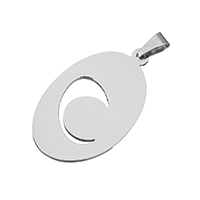 Stainless Steel Pendants, Flat Oval, hollow, original color, 21.50x36x1.50mm, Hole:Approx 3.5x6mm, Sold By PC