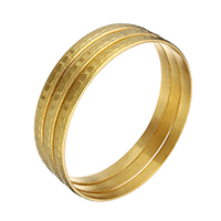 Bracelete de aço inoxidável, cromado de cor dourada, para mulher, 6x2mm, Diametro interno:Aprox 68mm, comprimento Aprox 8.5 inchaltura, 3PCs/Defina, vendido por Defina