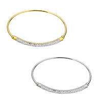 Stainless Steel Bangle with Rhinestone Clay Pave plated for woman 4mm 2mm Inner Approx Length Approx 7 Inch Sold By PC