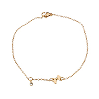 Bijoux bracelet en acier inoxydable, papillon, Plaqué de couleur d'or rose, chaîne ovale & pour femme & avec strass, 8.5x6.5x2.5mm, 3x5.5x2.5mm, 2x1.5x0.5mm, Vendu par Environ 8.5 pouce brin