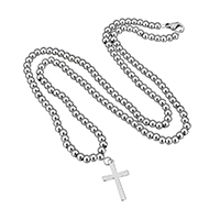 Stainless Steel Jewelry Necklace, Cross, for woman, original color, 12.5x21x1mm, 3x4x4mm, Sold Per Approx 20 Inch Strand