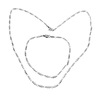 Refine Stainless Steel Jewelry Sets, bracelet & necklace, for woman, original color, 8.5x2.5x2mm, 8.5x2.5x2mm, Length:Approx 9 Inch, Approx 19 Inch, Sold By Set