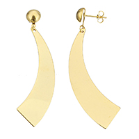 Stainless Steel Drop Earring gold color plated 67mm Sold By Pair