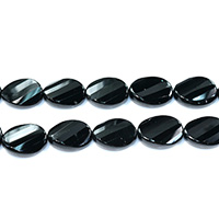 Natural Black Agate Beads, Flat Oval, different size for choice & faceted, Length:Approx 16 Inch, Sold By Lot
