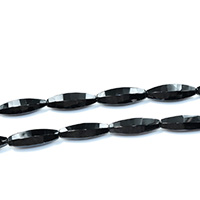 Natural Black Agaat kralen, Zwarte Agaat, Ovaal, natuurlijk, gefacetteerde, 29x10x9mm, Gat:Ca 1.2mm, Lengte Ca 15.5 inch, 3strengen/Lot, Ca 13pC's/Strand, Verkocht door Lot
