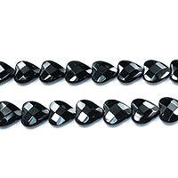 Perles Agates Noires naturelles, agate noire, coeur, normes différentes pour le choix & facettes, Trou:Environ 0.5-2mm, Longueur:Environ 14.5 pouce, Vendu par lot