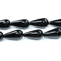 Natürliche schwarze Achat Perlen, Schwarzer Achat, Tropfen, verschiedene Größen vorhanden, Bohrung:ca. 0.5-2mm, Länge ca. 17 ZollInch, verkauft von Menge