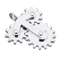 Stainless Steel Pendants, Gear Wheel, with letter pattern, original color, 39x43x7mm, Hole:Approx 5mm, Sold By PC