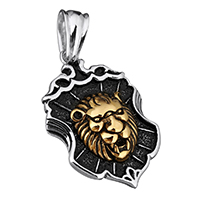 Stainless Steel Animal Pendants, Lion, plated, blacken, 38x53x10mm, Hole:Approx 10x15mm, Sold By PC