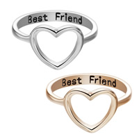 Tibetan Style Tail Finger Ring, Heart, word best friend, plated, for woman & enamel, more colors for choice, lead & cadmium free, 15-16mm, US Ring Size:6-8, Sold By PC