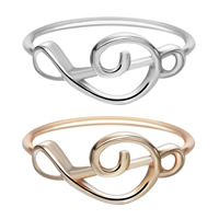 Tibetan Style Tail Finger Ring, Music Note, plated, for woman, more colors for choice, lead & cadmium free, 15-16mm, US Ring Size:6-8, Sold By PC