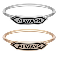 Zinc Alloy Tail Finger Ring word always plated for woman & enamel lead & cadmium free 15-16mm US Ring Sold By PC