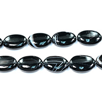 Natürliche Streifen Achat Perlen, flachoval, verschiedene Größen vorhanden, schwarz, Bohrung:ca. 0.5-1.5mm, Länge:ca. 15.5 ZollInch, verkauft von Menge