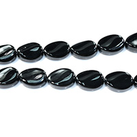 Natürliche schwarze Achat Perlen, Schwarzer Achat, flachoval, verschiedene Größen vorhanden, Bohrung:ca. 1-2mm, Länge:ca. 15.5 ZollInch, verkauft von Menge