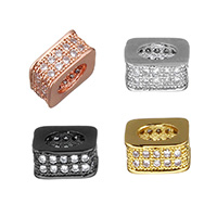 Cubic Zirconia Micro Pave Brass European Beads, plated, micro pave cubic zirconia & without troll, more colors for choice, nickel, lead & cadmium free, 8x4x8mm, Hole:Approx 4.7mm, 20PCs/Lot, Sold By Lot