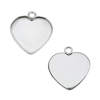 Stainless Steel Pendant Setting, Heart, original color, 20x22x1.50mm, Hole:Approx 2.5mm, Inner Diameter:Approx 19x17mm, 300PCs/Lot, Sold By Lot