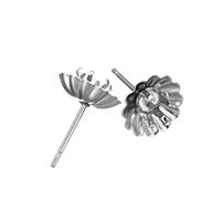 Clou de boucle d'oreille en acier inoxydable, fleur, couleur originale, 10.5x10.5x15.5mm, 0.8mm, Diamètre intérieur:Environ 4mm, 100pairescouple/lot, Vendu par lot