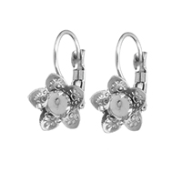 Stainless Steel Lever Back Earring Component Flower original color Inner Approx 4mm Sold By Lot