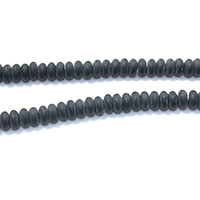 Natürliche schwarze Achat Perlen, Schwarzer Achat, Rondell, satiniert, 4x8x8mm, Bohrung:ca. 1mm, Länge ca. 15.5 ZollInch, 5SträngeStrang/Menge, ca. 98PCs/Strang, verkauft von Menge