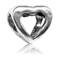Zinc Alloy European perler, Heart, antik sølv farve forgyldt, uden trold, bly & cadmium fri, 10x11mm, Hole:Ca. 4-4.5mm, Solgt af PC