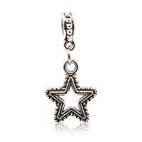 European Style Zinc Alloy Dangle Beads Star antique silver color plated without troll lead & cadmium free Approx 4-4.5mm Sold By PC